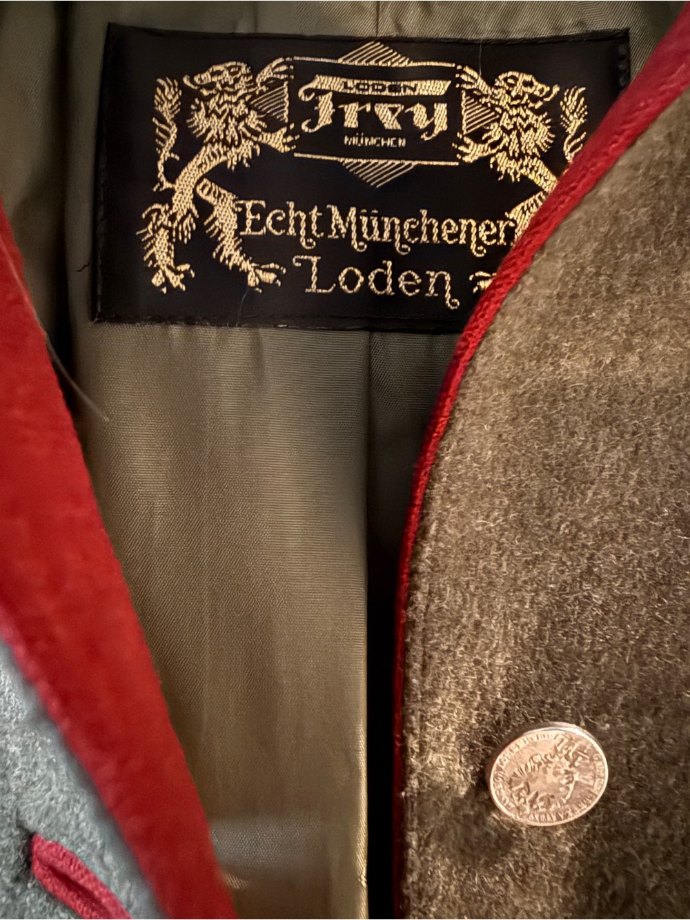 Vintage Women’s Loden Frey German Wool Coat Size L Echt Munchenen Loden